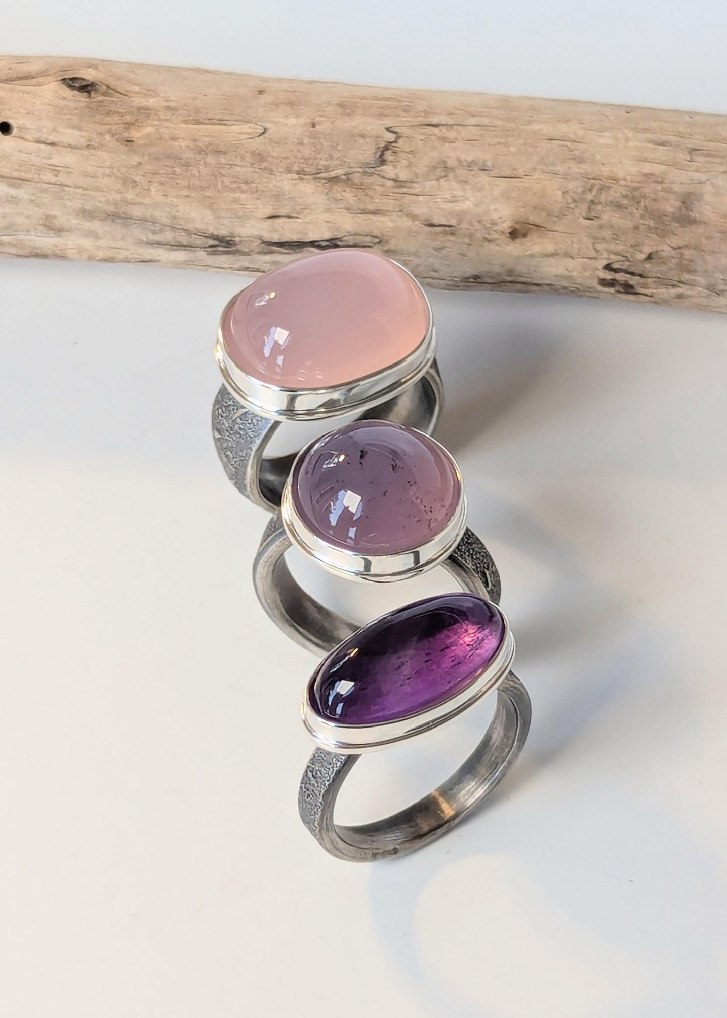 Pink Chalcedony Ring, Pink Texas Limb Cast Ring, Sterling Silver