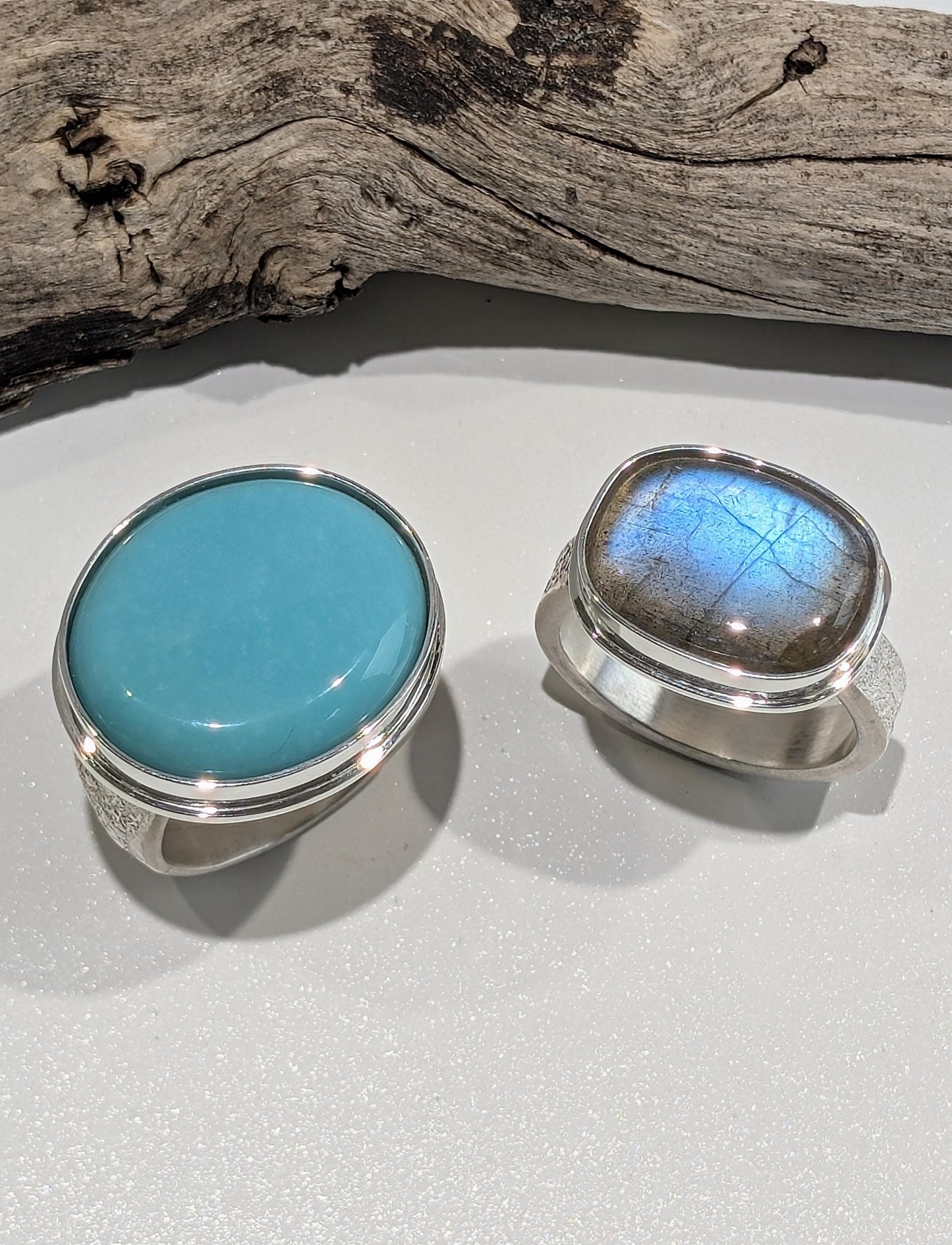 Kingman Turquoise Ring, Fused Sterling Silver Ring