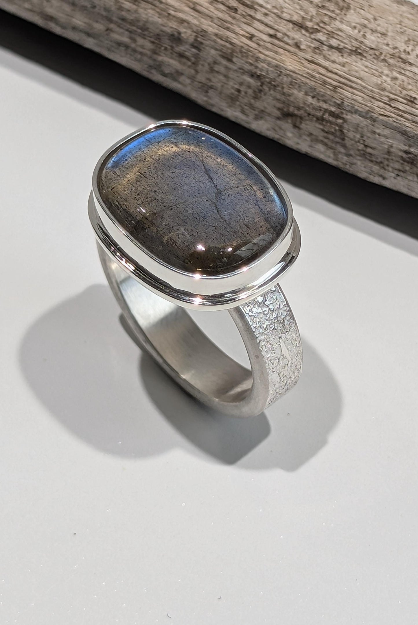 Labradorite Ring, Fused Sterling Silver Ring