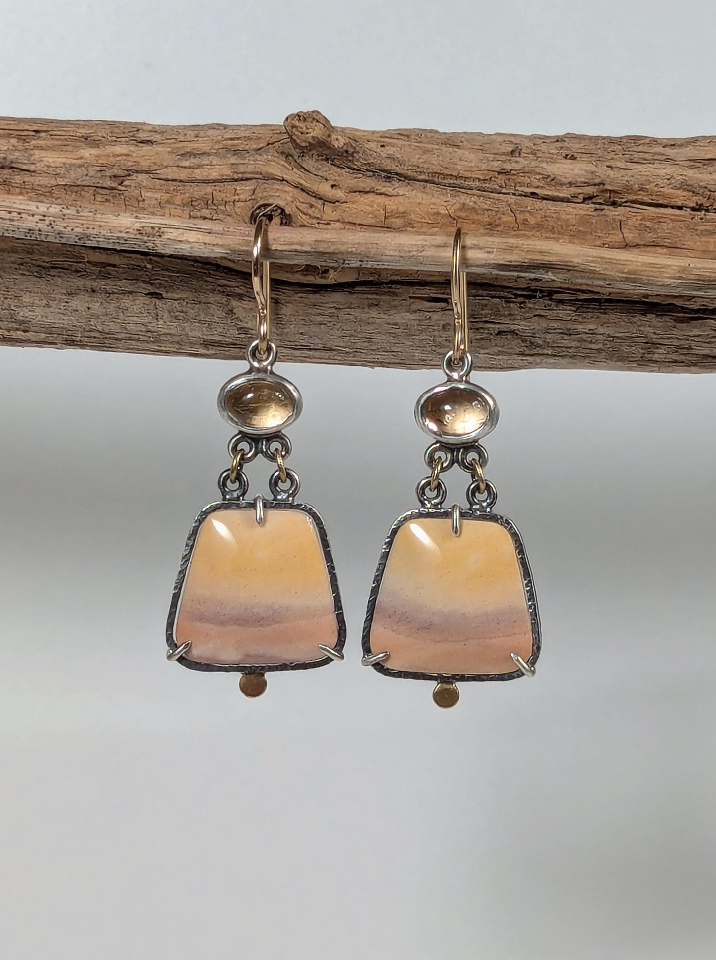 Binthalya Australian Opal Earrings, Golden Topaz Earrings, Sterling Silver 18K Gold