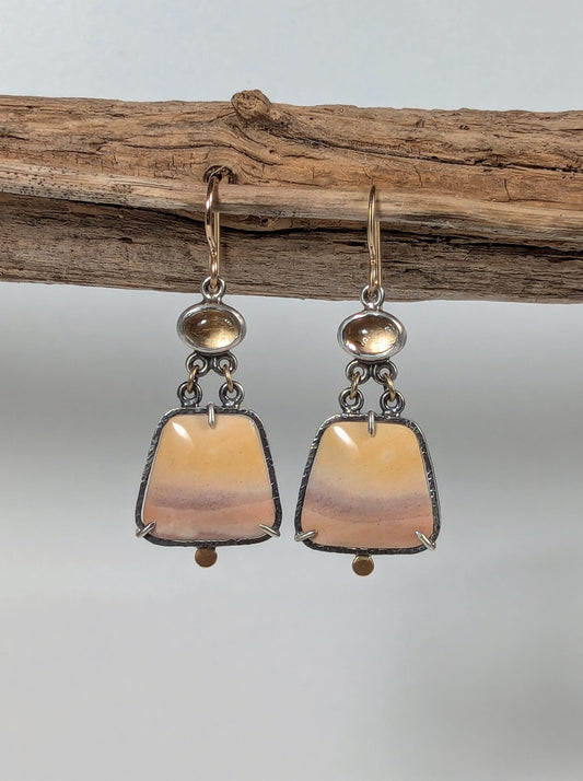 Binthalya Australian Opal Earrings, Golden Topaz Earrings, Sterling Silver 18K Gold