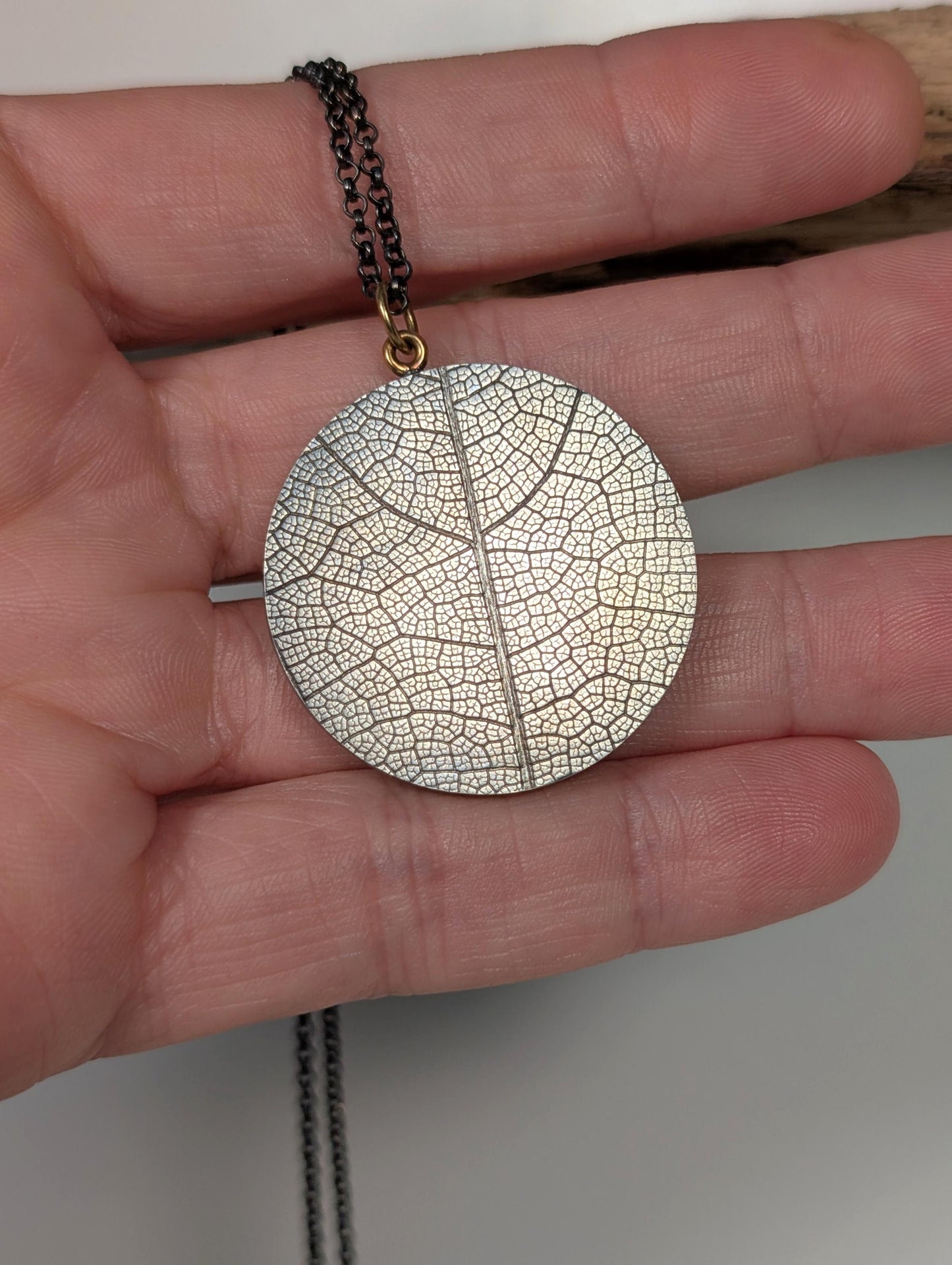 Abalone Pendant, Oxidized Sterling Silver, 18K Gold Accents