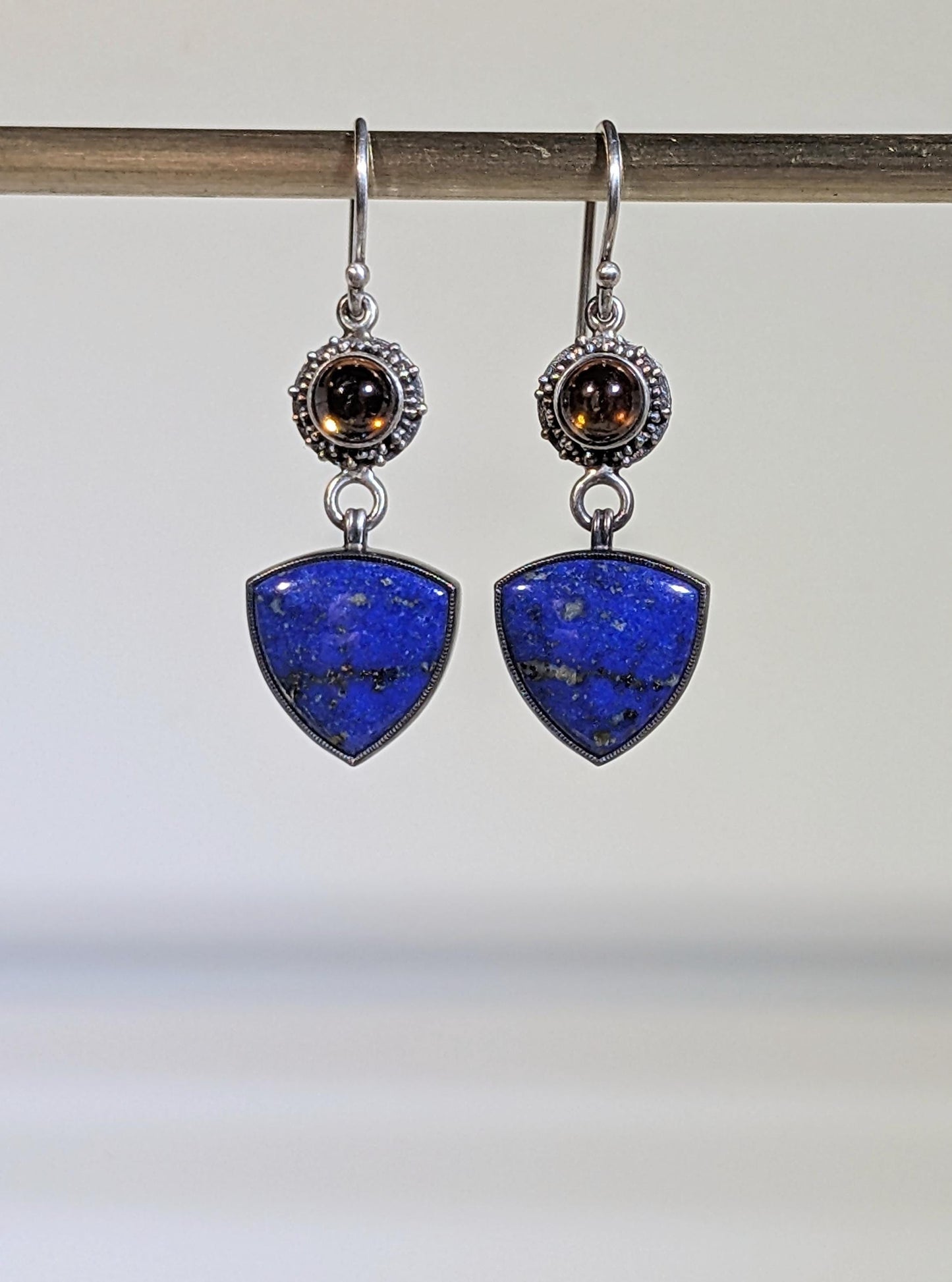 Lapis Lazuli Earrings, Golden Imperial Topaz Earrings, Sterling Silver