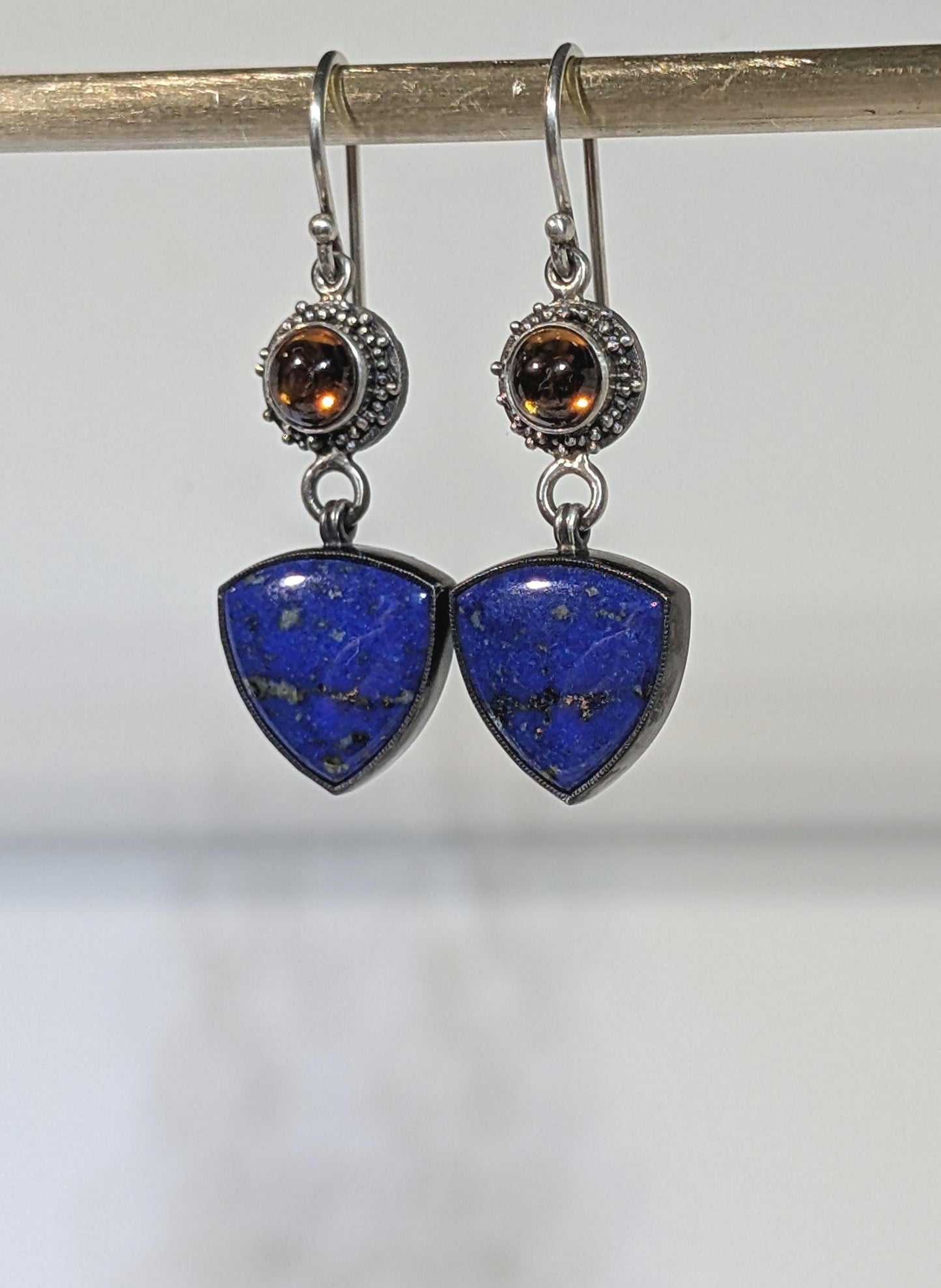 Lapis Lazuli Earrings, Golden Imperial Topaz Earrings, Sterling Silver