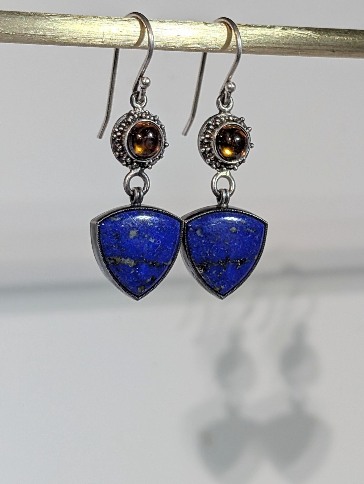 Lapis Lazuli Earrings, Golden Imperial Topaz Earrings, Sterling Silver