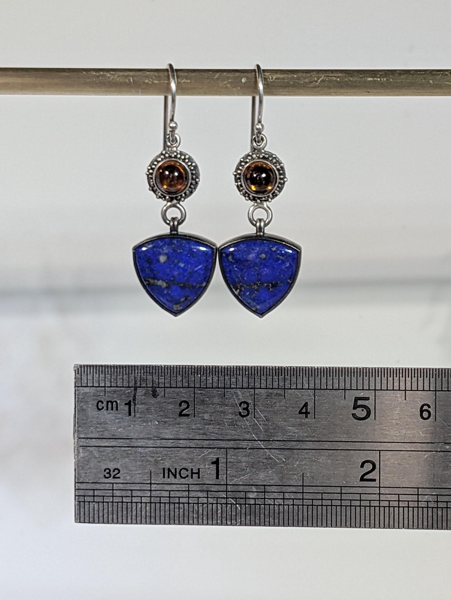 Lapis Lazuli Earrings, Golden Imperial Topaz Earrings, Sterling Silver
