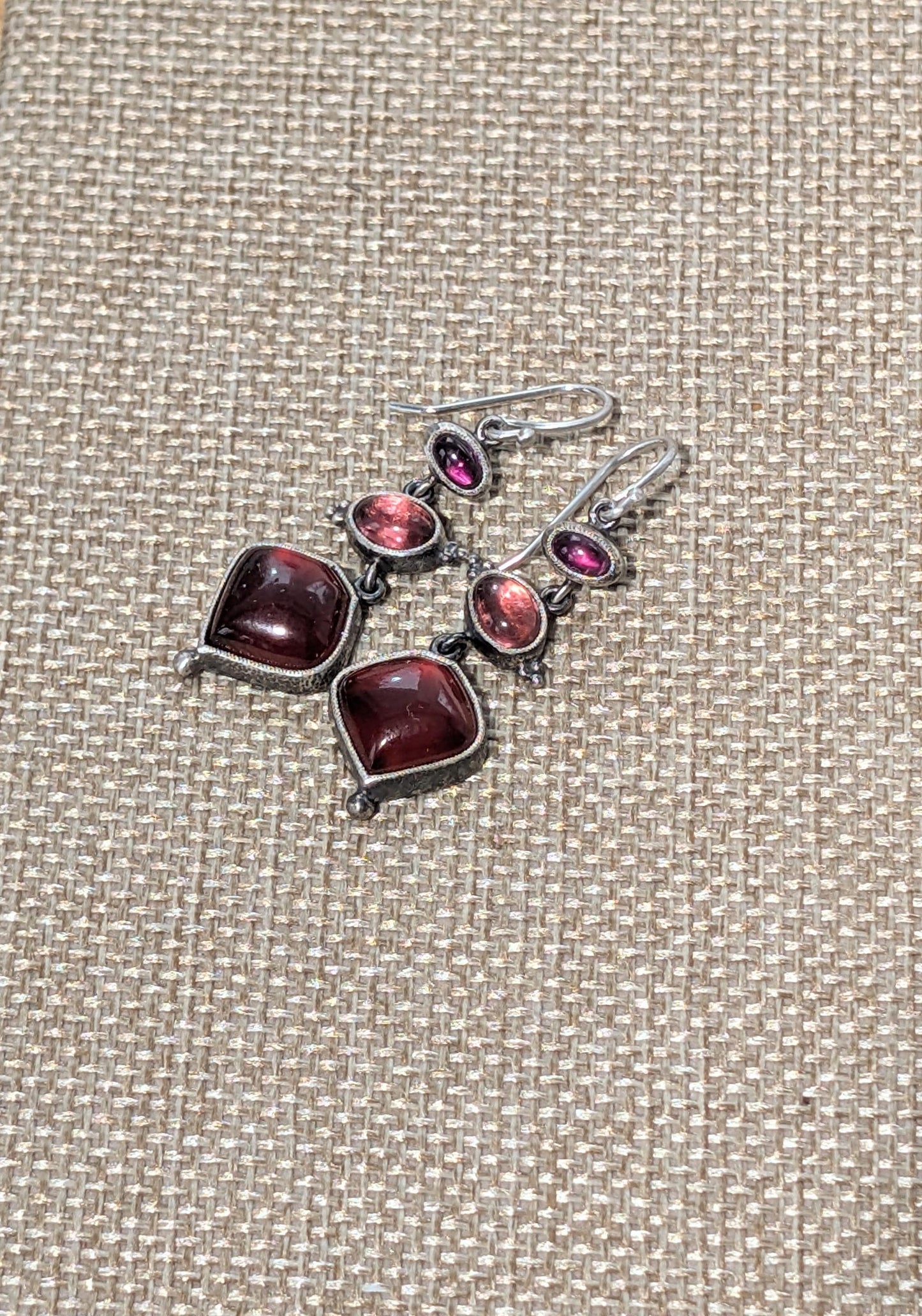 Rhodolite Garnet, Tanga Garnet, Hessonite Garnet Earrings, Sterling Silver