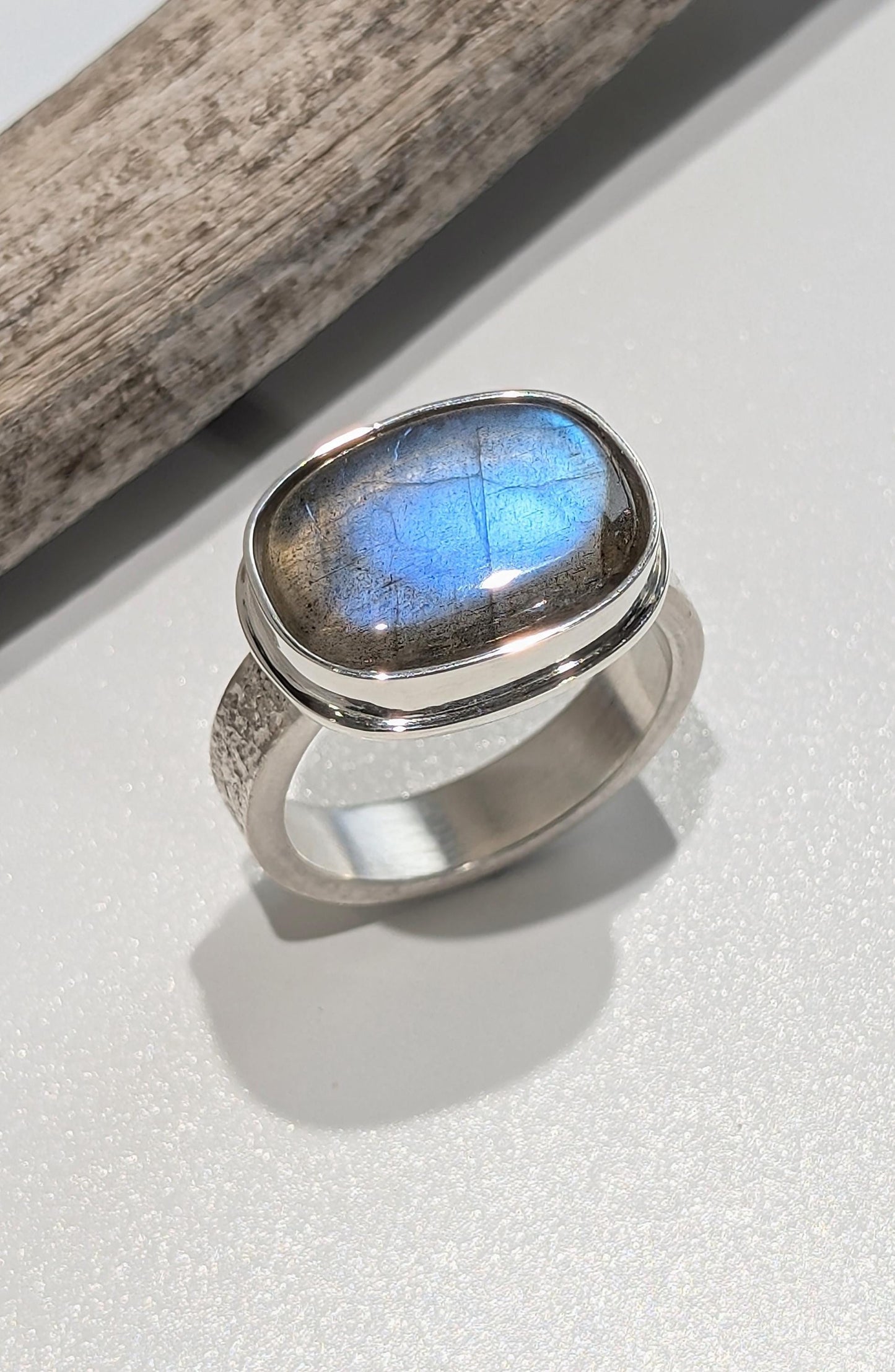 Labradorite Ring, Fused Sterling Silver Ring