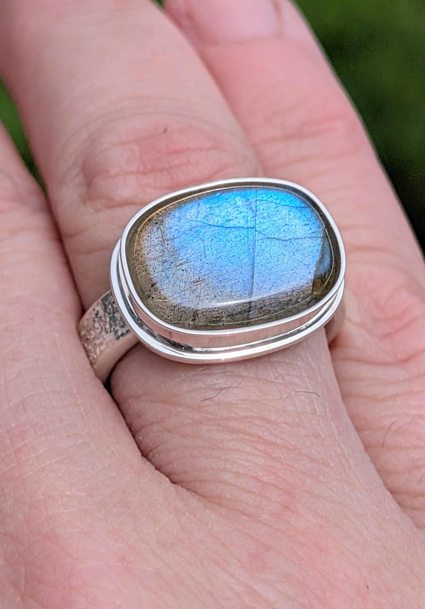 Labradorite Ring, Fused Sterling Silver Ring