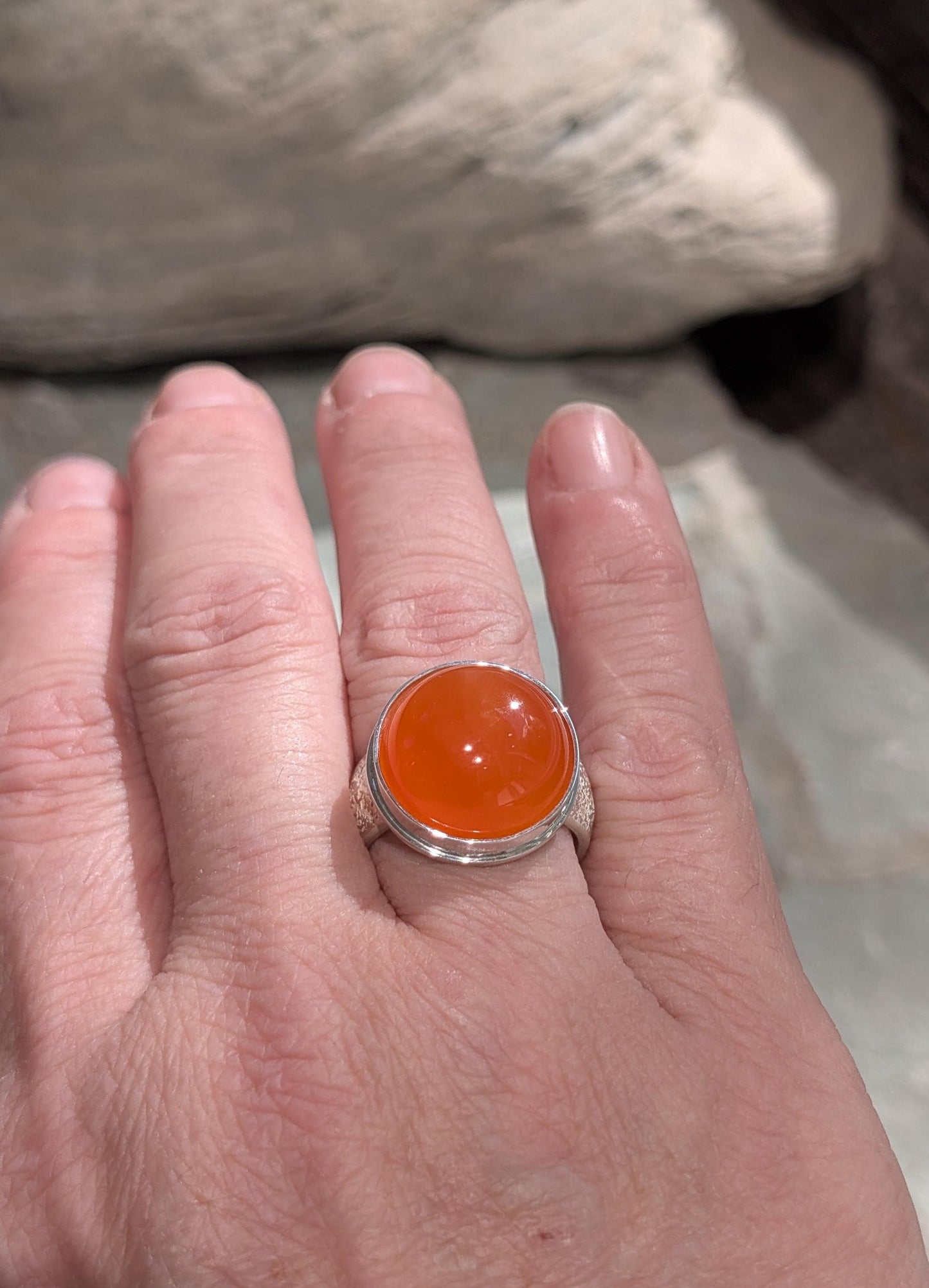 Carnelian Ring, Fused Sterling Silver Statement Ring