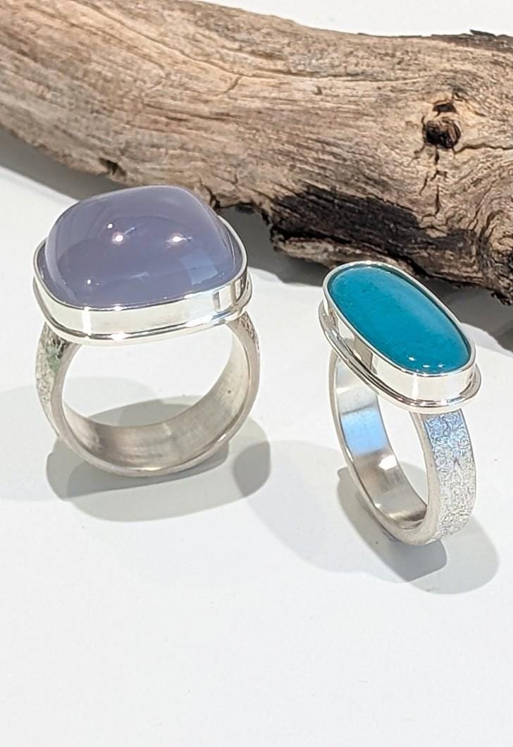 Gem Silica Ring, Fused Sterling Silver Ring
