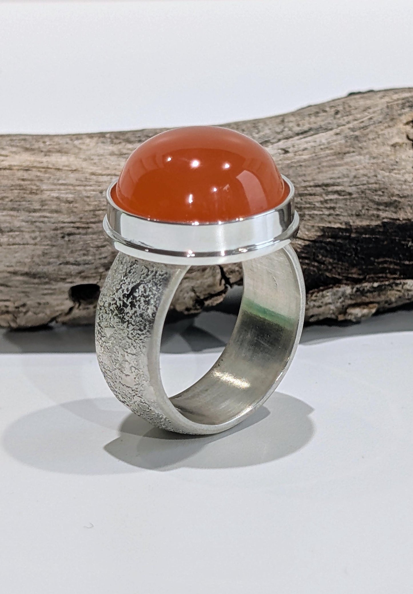 Carnelian Ring, Fused Sterling Silver Statement Ring