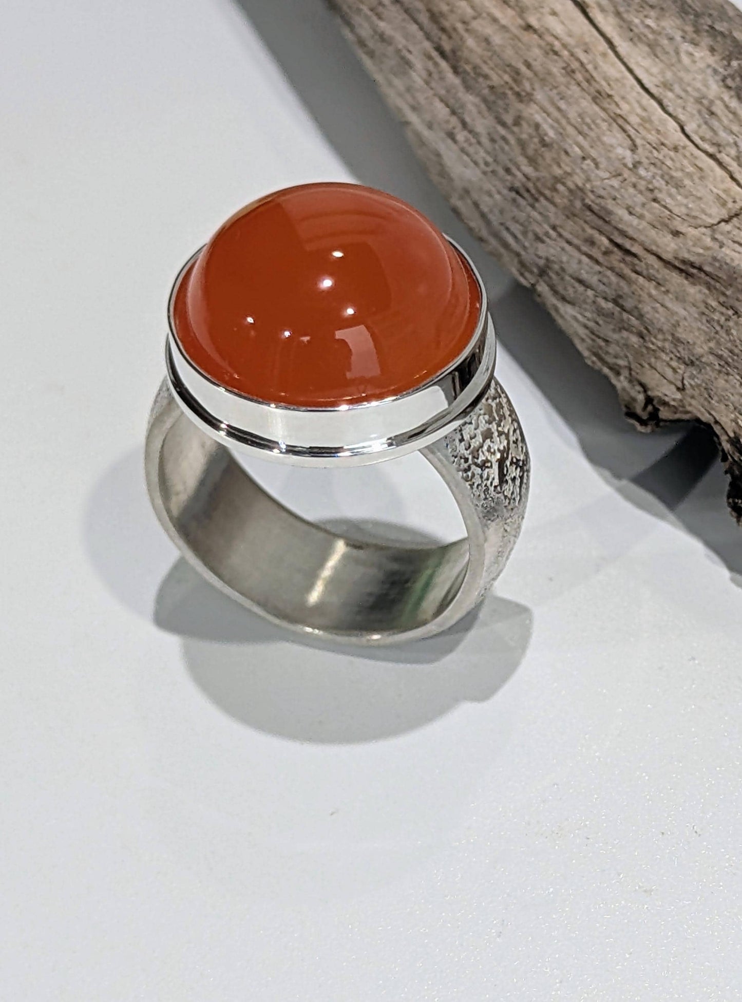 Carnelian Ring, Fused Sterling Silver Statement Ring