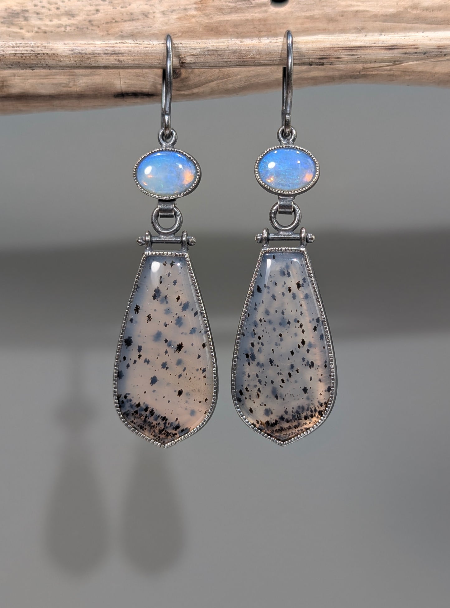 Montana Agate and Australian Opal Earrings