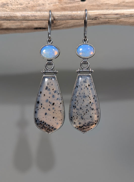 Montana Agate and Australian Opal Earrings